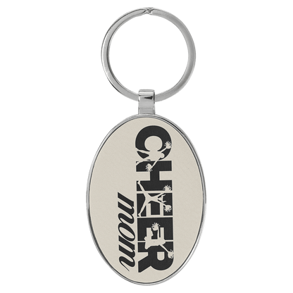 Leatherette/Metal Bamboo Oval Keychain 3" x 1.75"