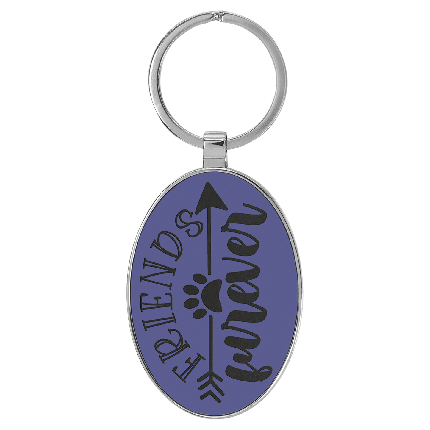 Leatherette/Metal Bamboo Oval Keychain 3" x 1.75"