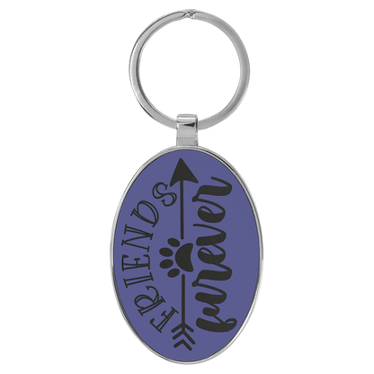 Leatherette/Metal Bamboo Oval Keychain 3" x 1.75"