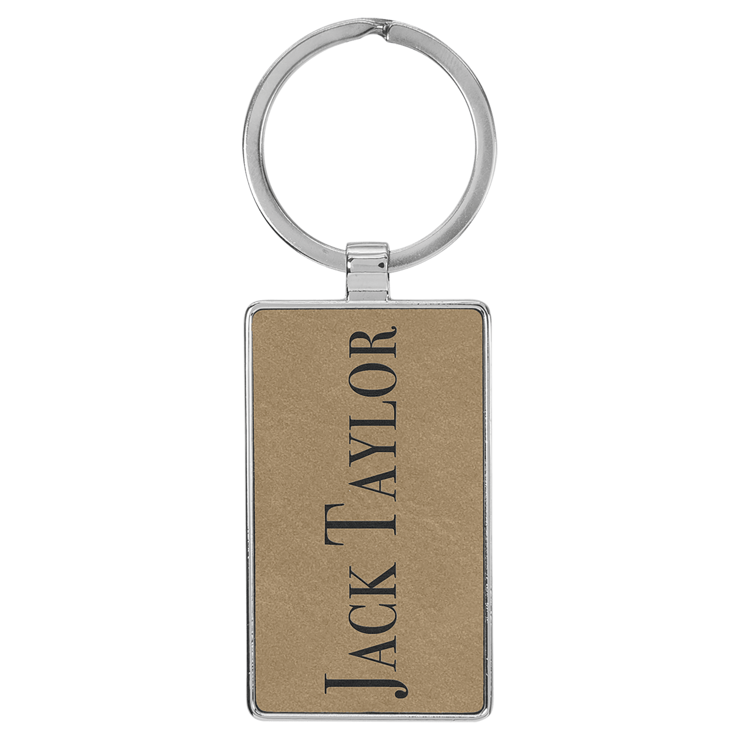 Leatherette/Metal Rectangle Keychain 3" x 1.75"