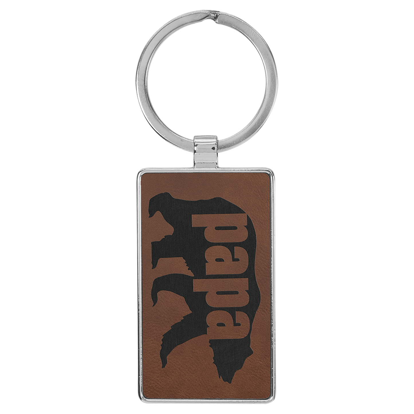 Leatherette/Metal Rectangle Keychain 3" x 1.75"
