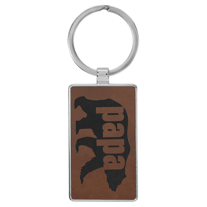 Leatherette/Metal Rectangle Keychain 3" x 1.75"