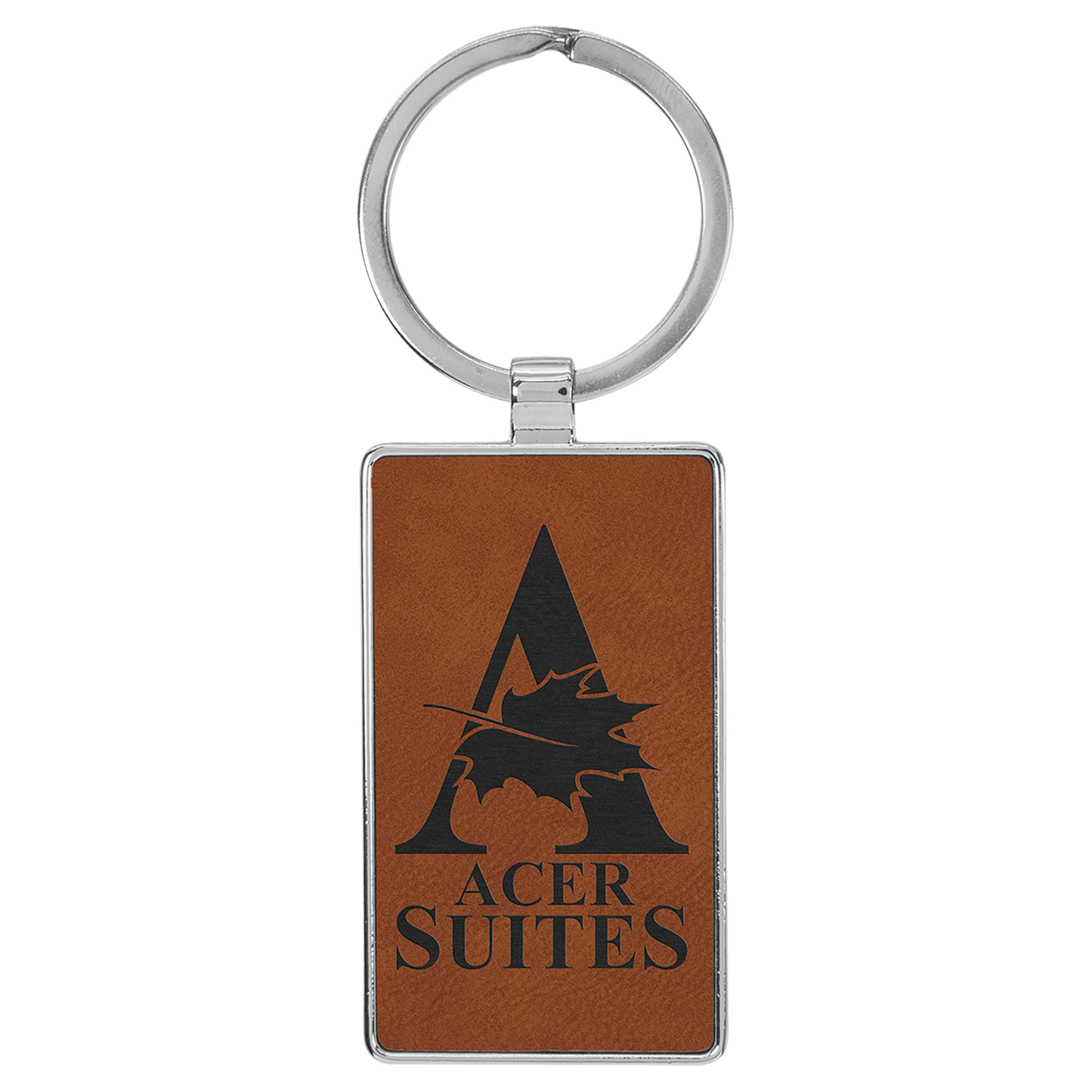Leatherette/Metal Rectangle Keychain 3" x 1.75"
