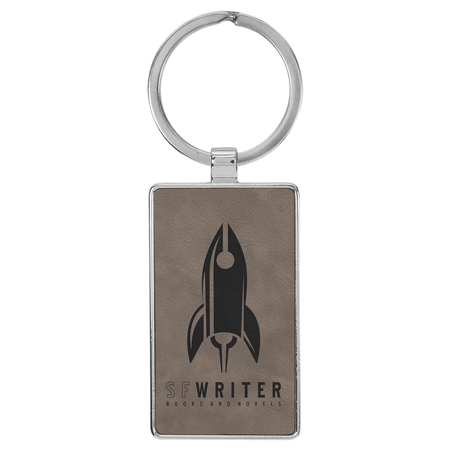 Leatherette/Metal Rectangle Keychain 3" x 1.75"