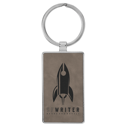 Leatherette/Metal Rectangle Keychain 3" x 1.75"