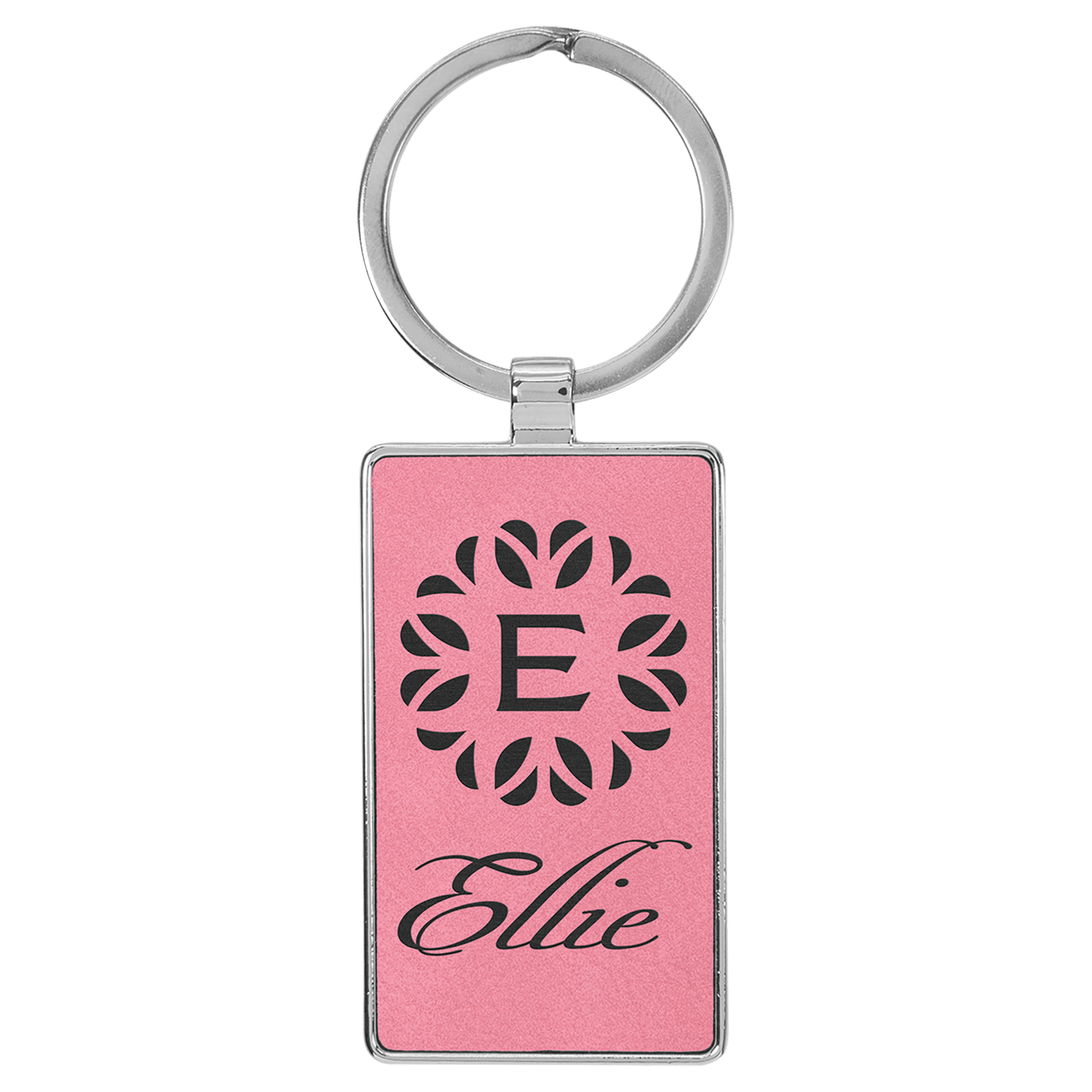 Leatherette/Metal Rectangle Keychain 3" x 1.75"