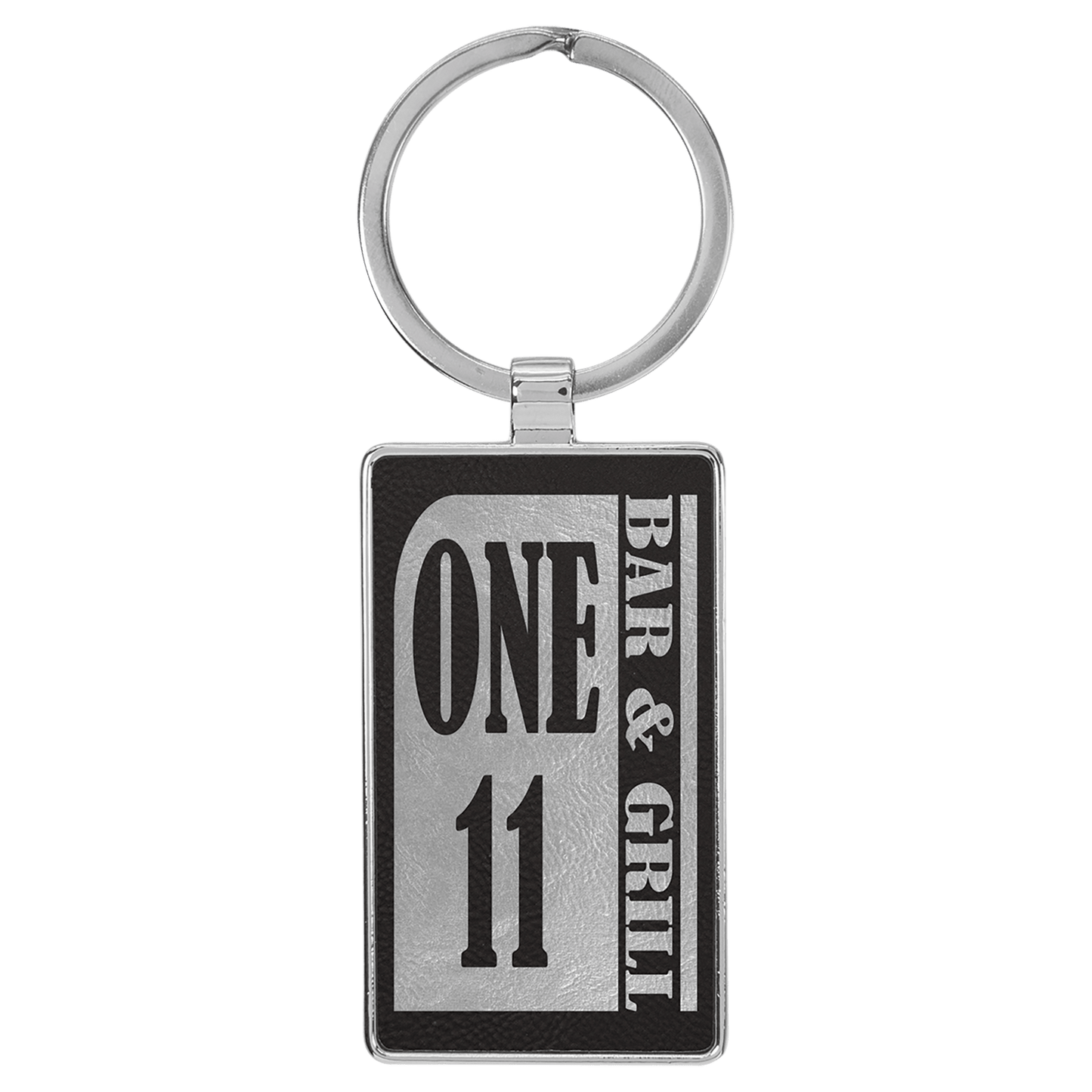 Leatherette/Metal Rectangle Keychain 3" x 1.75"