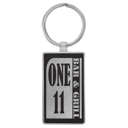 Leatherette/Metal Rectangle Keychain 3" x 1.75"