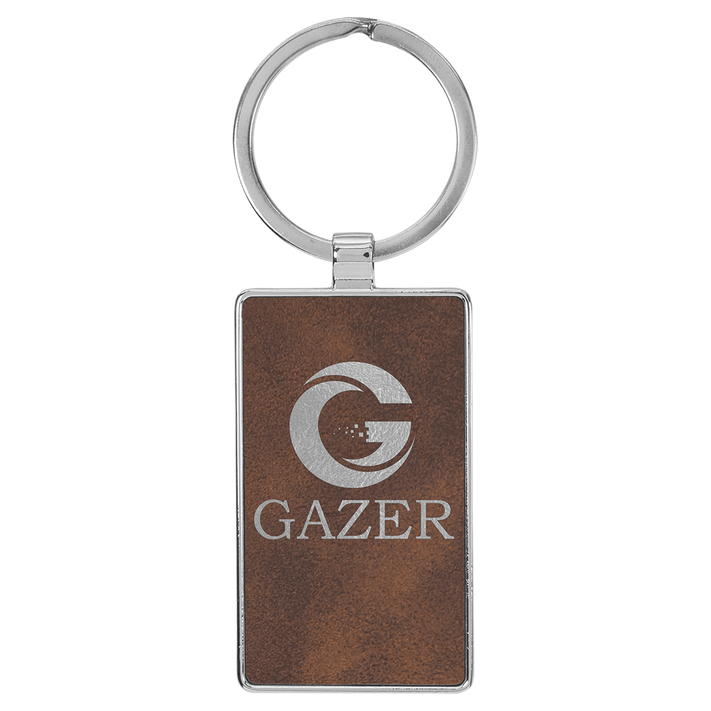 Leatherette/Metal Rectangle Keychain 3" x 1.75"