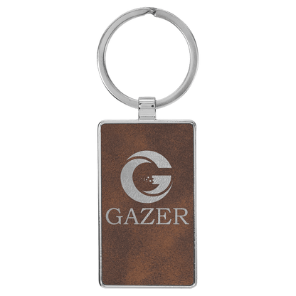 Leatherette/Metal Rectangle Keychain 3" x 1.75"
