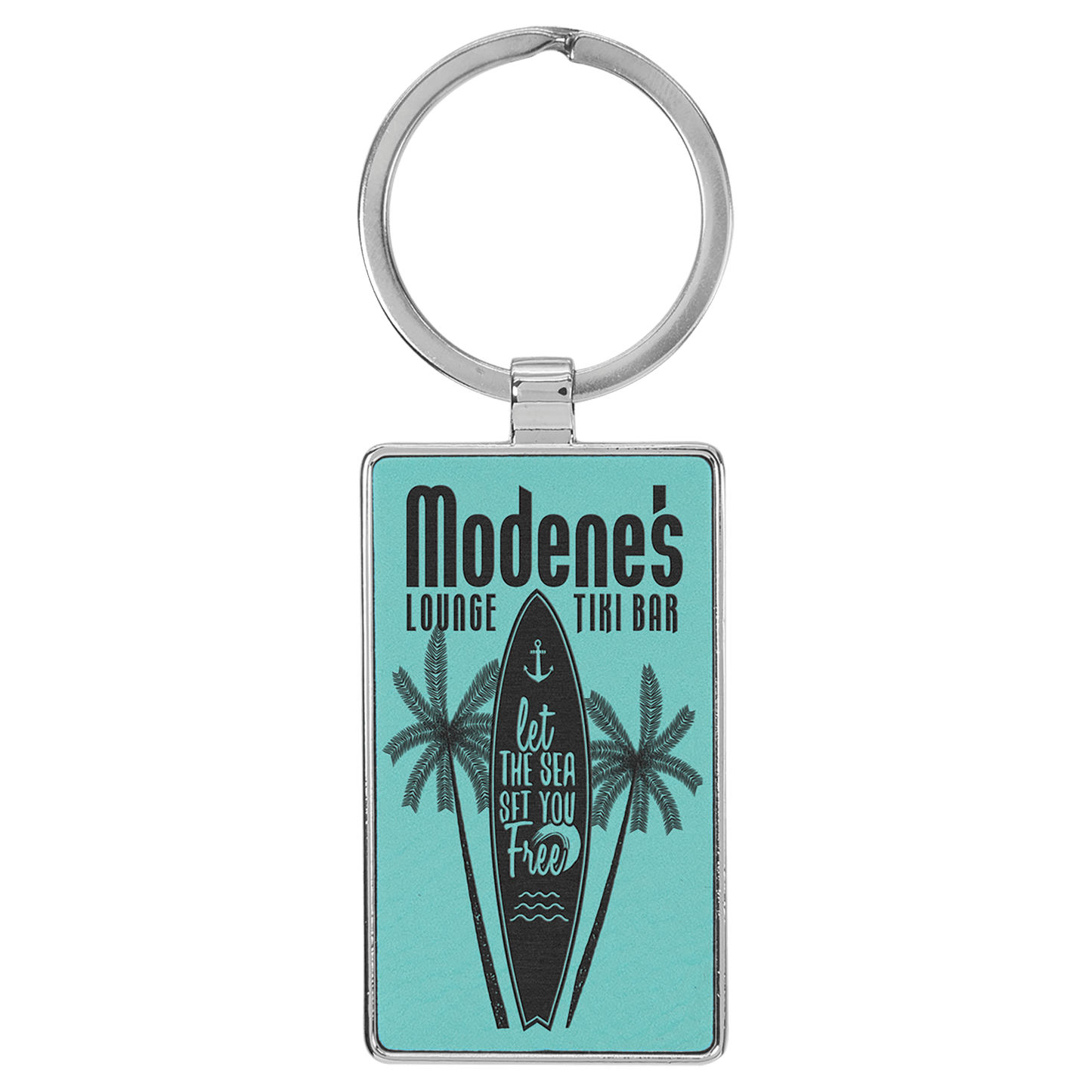 Leatherette/Metal Rectangle Keychain 3" x 1.75"