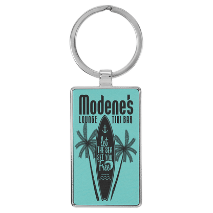 Leatherette/Metal Rectangle Keychain 3" x 1.75"