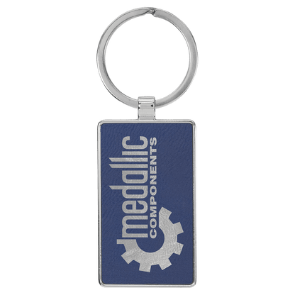 Leatherette/Metal Rectangle Keychain 3" x 1.75"