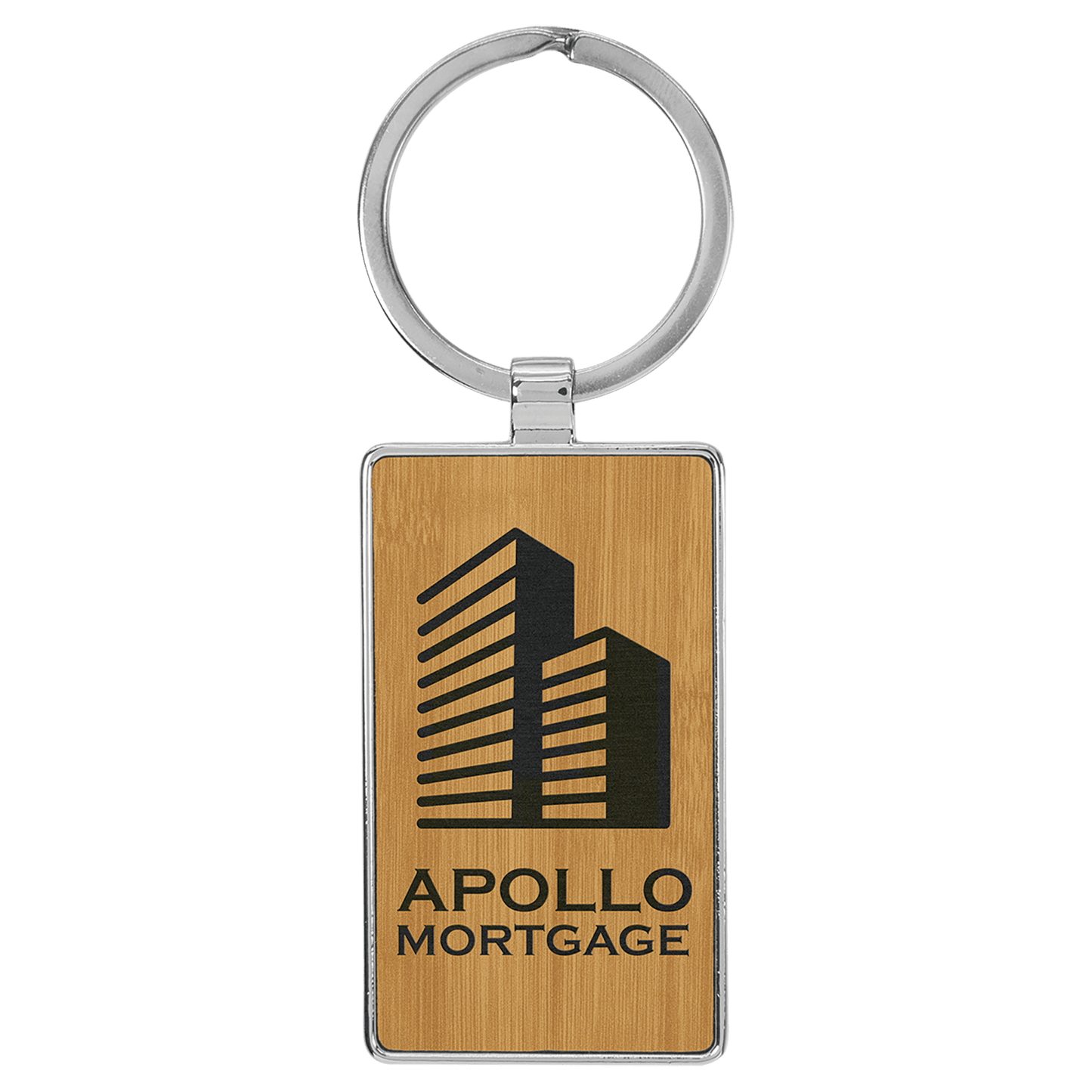 Leatherette/Metal Rectangle Keychain 3" x 1.75"