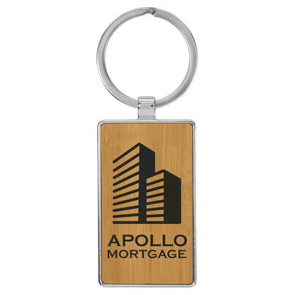 Leatherette/Metal Rectangle Keychain 3" x 1.75"