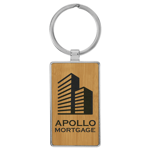 Leatherette/Metal Rectangle Keychain 3" x 1.75"