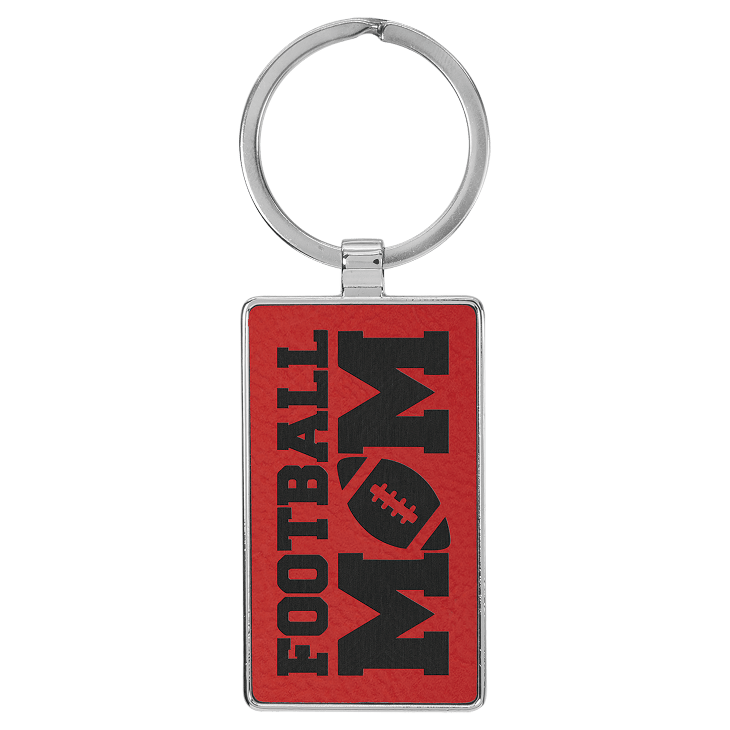 Leatherette/Metal Rectangle Keychain 3" x 1.75"