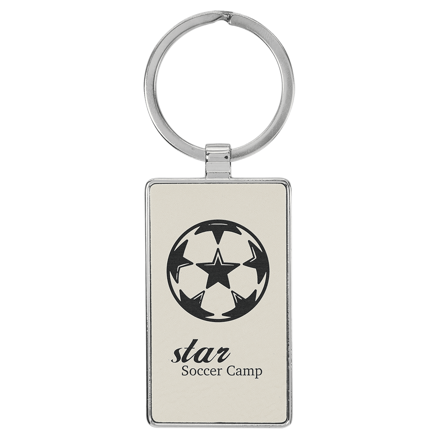 Leatherette/Metal Rectangle Keychain 3" x 1.75"