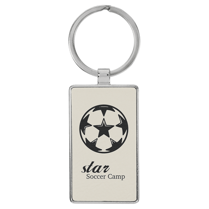 Leatherette/Metal Rectangle Keychain 3" x 1.75"