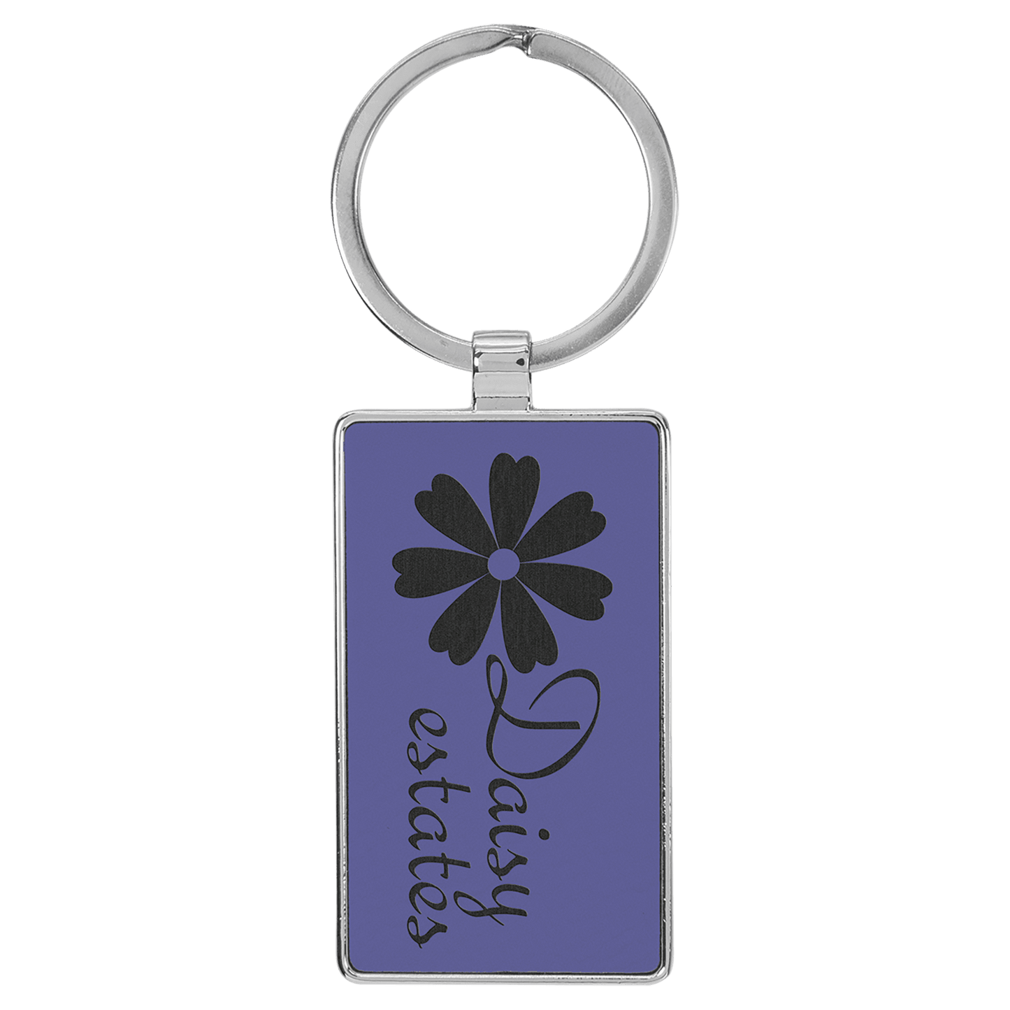 Leatherette/Metal Rectangle Keychain 3" x 1.75"