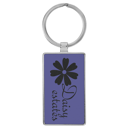 Leatherette/Metal Rectangle Keychain 3" x 1.75"
