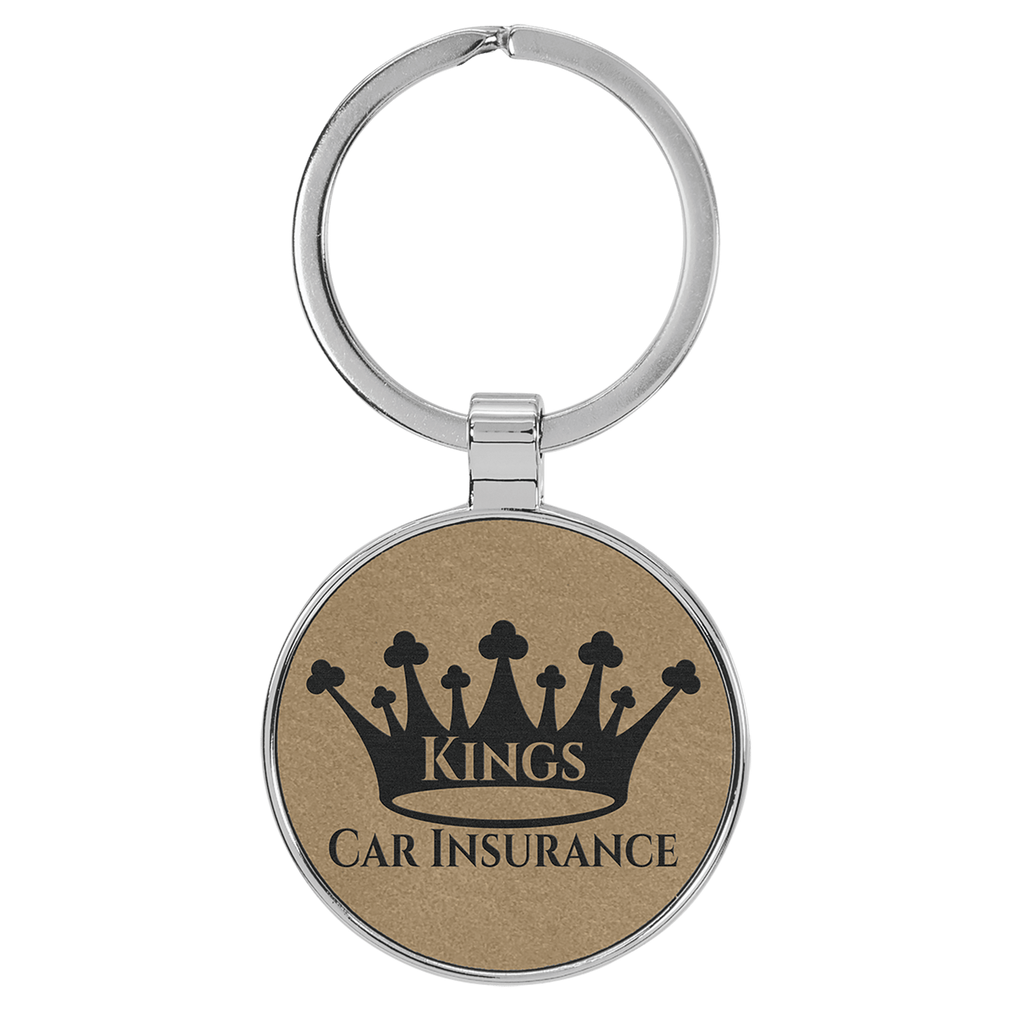 Leatherette/Metal Round Keychain 1.5"
