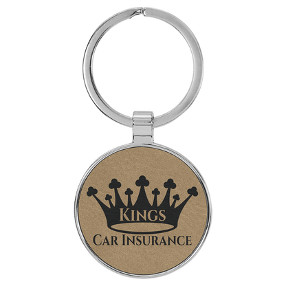 Leatherette/Metal Round Keychain 1.5"