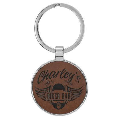 Leatherette/Metal Round Keychain 1.5"