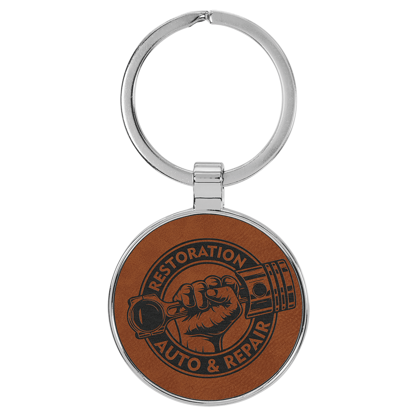 Leatherette/Metal Round Keychain 1.5"