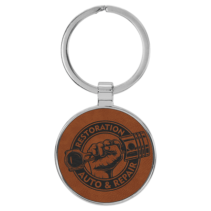 Leatherette/Metal Round Keychain 1.5"