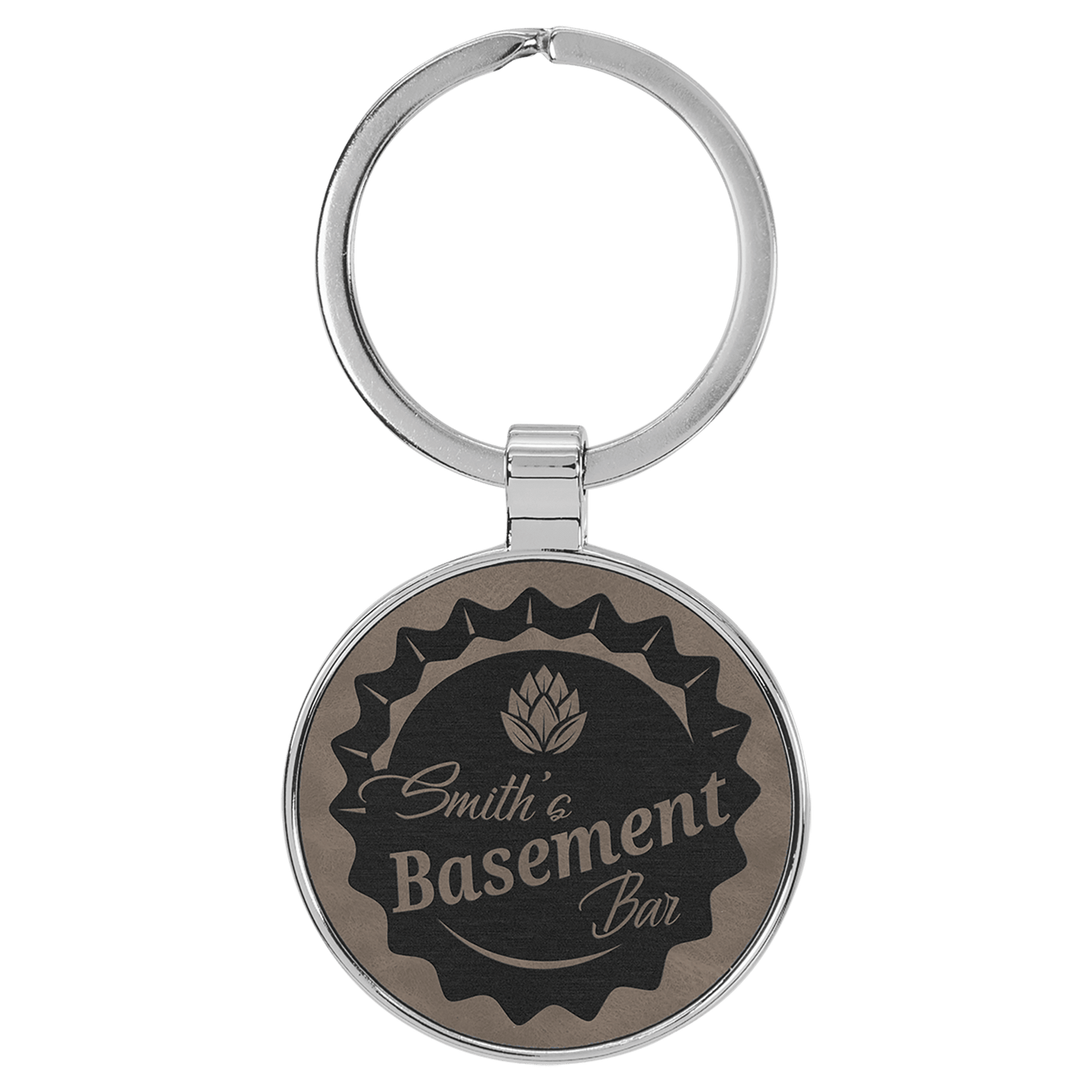 Leatherette/Metal Round Keychain 1.5"
