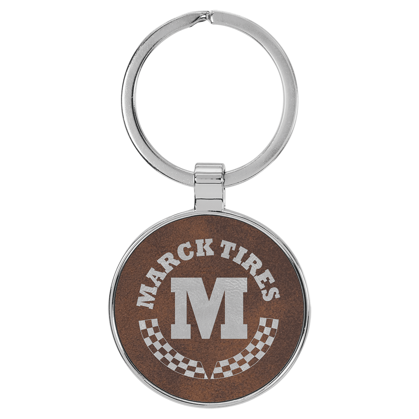 Leatherette/Metal Round Keychain 1.5"