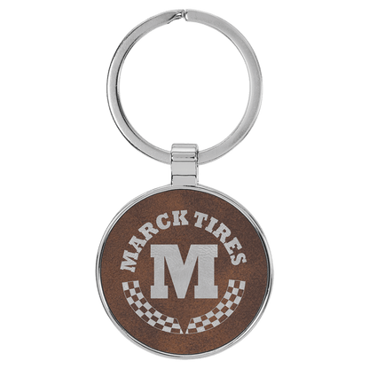 Leatherette/Metal Round Keychain 1.5"