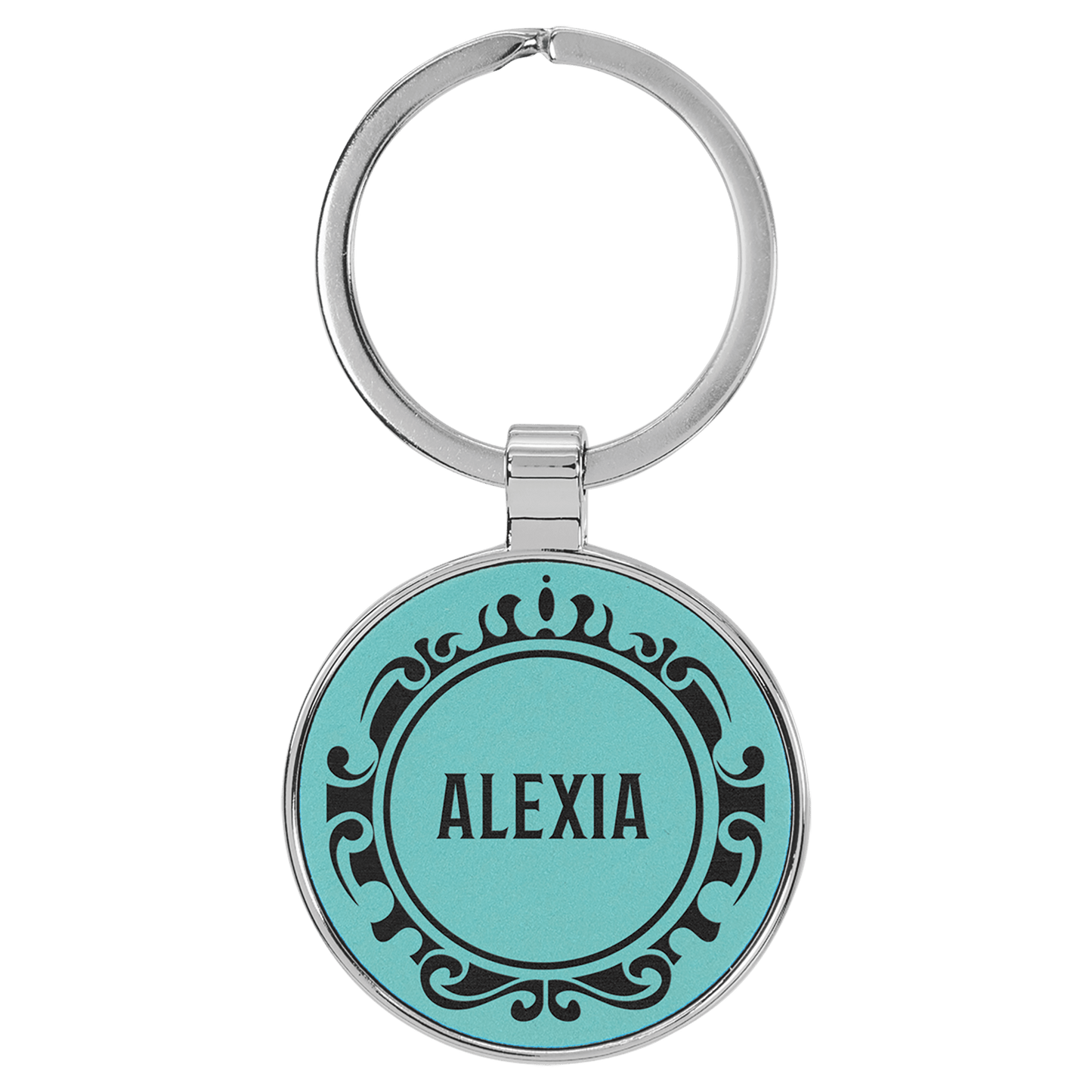Leatherette/Metal Round Keychain 1.5"
