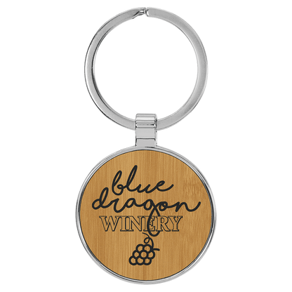 Leatherette/Metal Round Keychain 1.5"