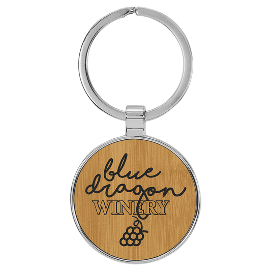 Leatherette/Metal Round Keychain 1.5"