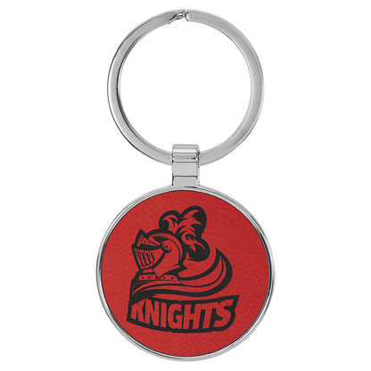 Leatherette/Metal Round Keychain 1.5"