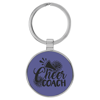 Leatherette/Metal Round Keychain 1.5"