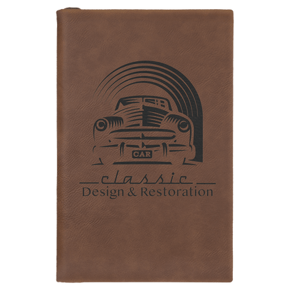 Dark Brown Leatherette Sketch Book with Unlined Notepad