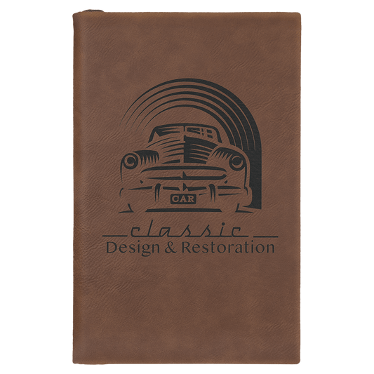 Dark Brown Leatherette Sketch Book with Unlined Notepad
