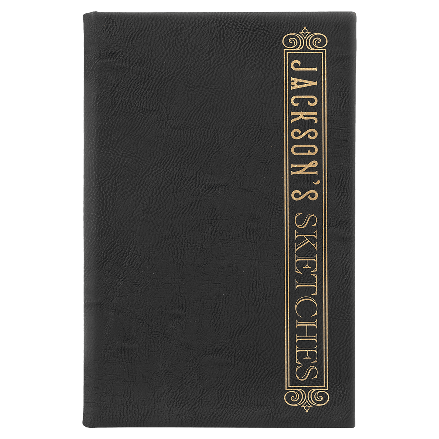 Black/Gold Leatherette Sketch Book with Unlined Notepad
