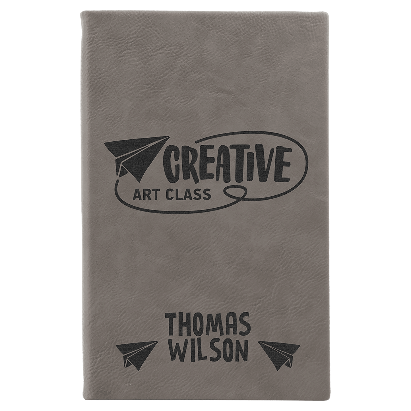 Gray Leatherette Sketch Book with Unlined Notepad