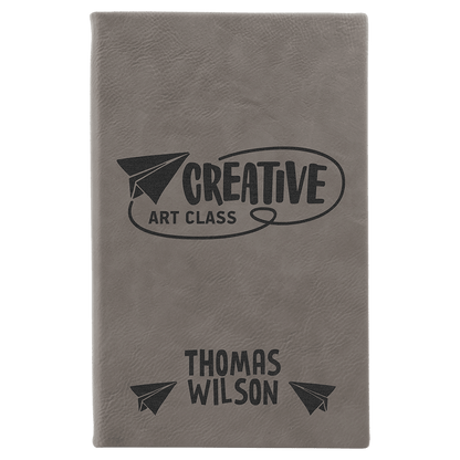 Gray Leatherette Sketch Book with Unlined Notepad