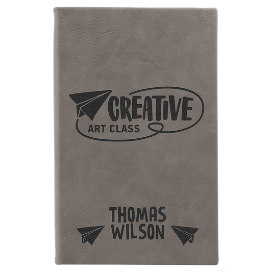 Gray Leatherette Sketch Book with Unlined Notepad