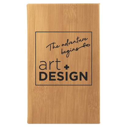 Bamboo Leatherette Sketch Book with Unlined Notepad