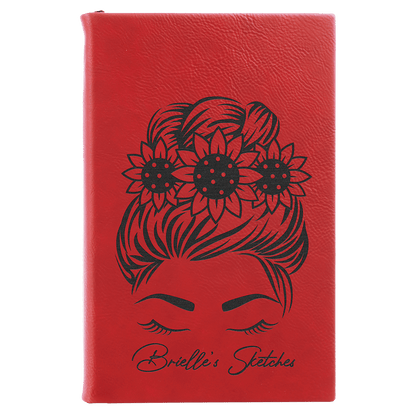 Red Leatherette Sketch Book with Unlined Notepad