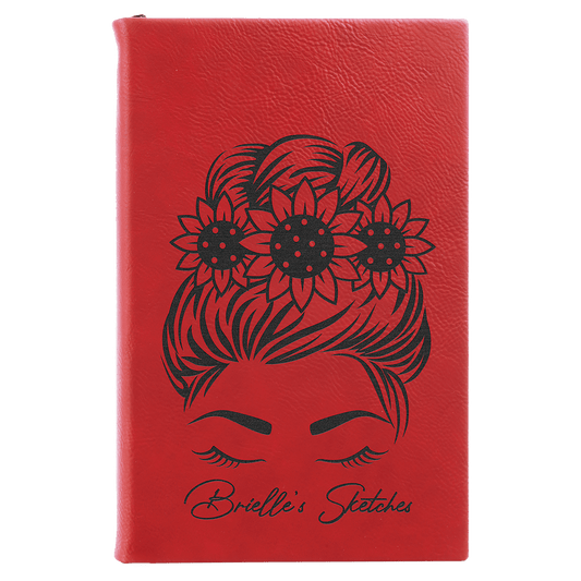 Red Leatherette Sketch Book with Unlined Notepad