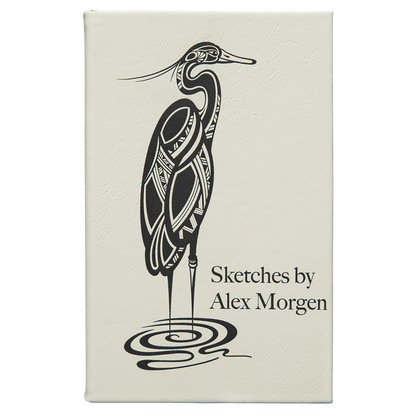 White Leatherette Sketch Book with Unlined Notepad