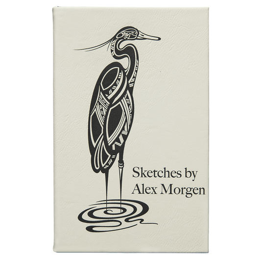 White Leatherette Sketch Book with Unlined Notepad