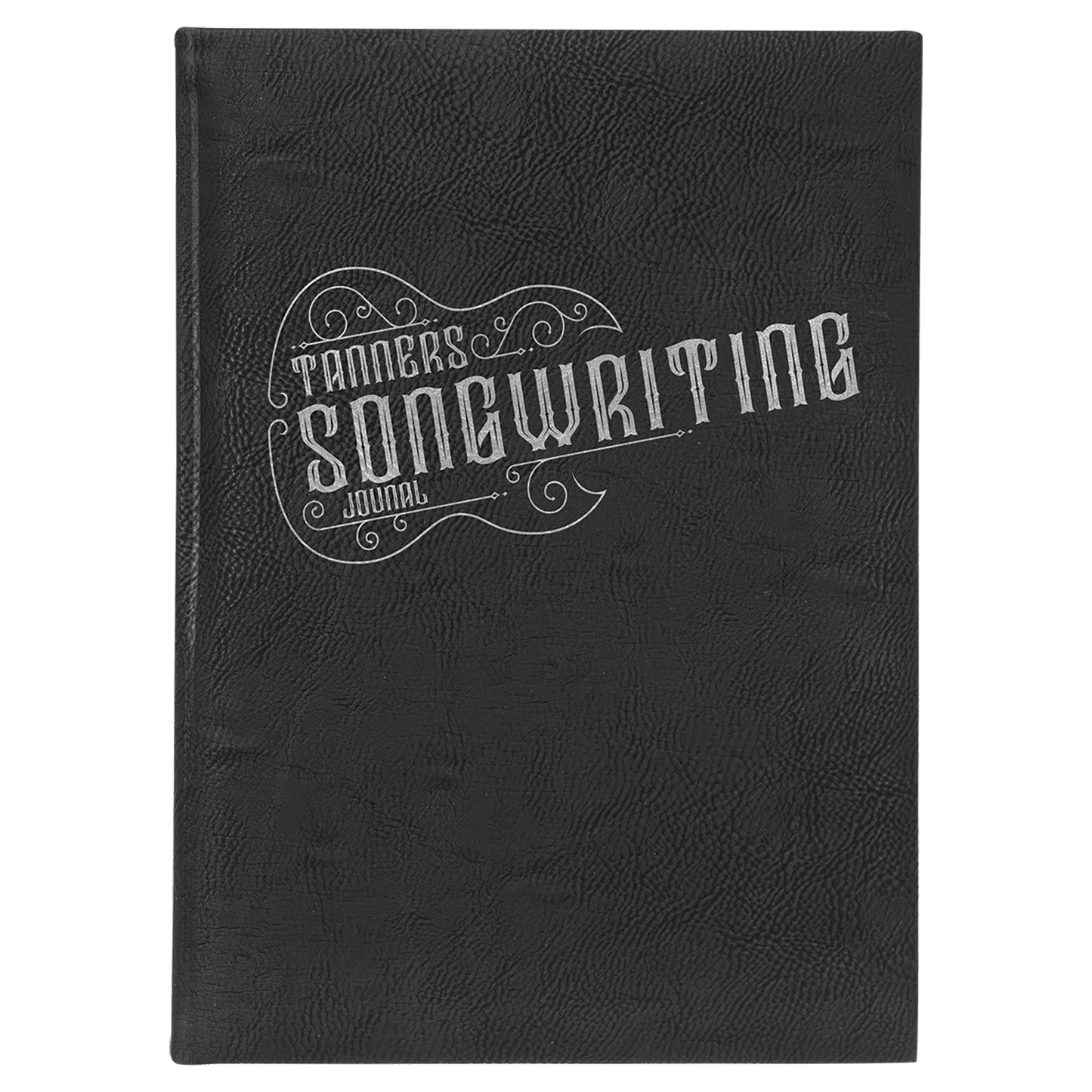 Black/Silver Leatherette Journal with Lined Notepad